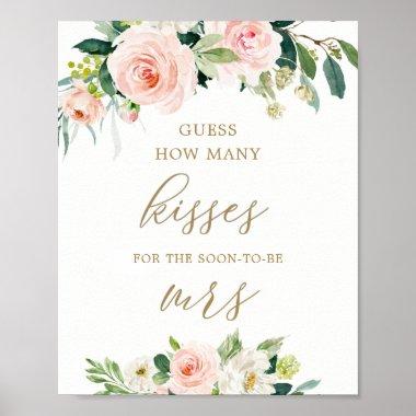 Floral Guess How Many Kisses Bridal Shower Game Poster