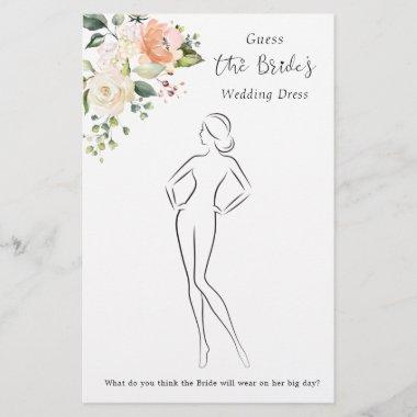 Floral Guess The Dress Bridal Shower Game Stationery