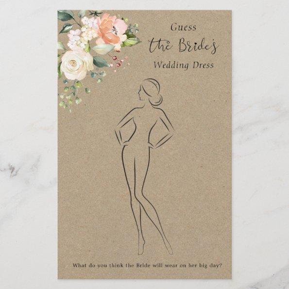Floral Guess The Dress Bridal Shower Game Stationery