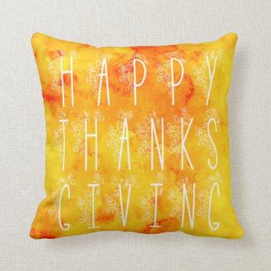 Floral Happy Thanksgiving Watercolor Throw Pillow