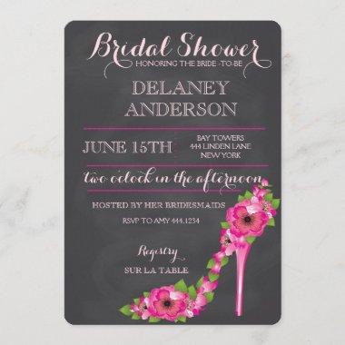 Floral Heel Bridal Shower Bachelorette Invitations