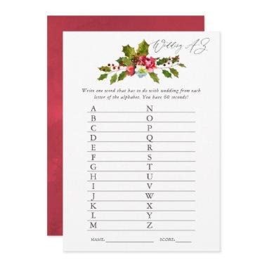 Floral Holly Christmas Bridal Shower Game Invitations