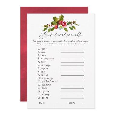 Floral Holly Christmas Bridal Shower Game Invitations