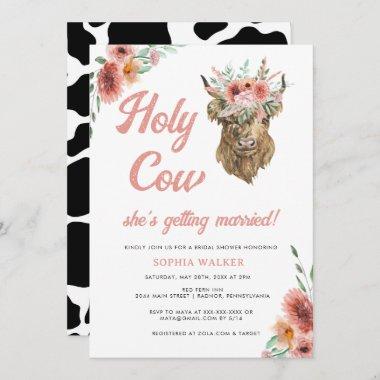 Floral Holy Cow Western Bridal Shower Invitations