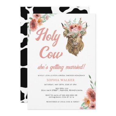 Floral Holy Cow Western Bridal Shower Invitations