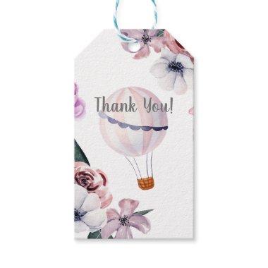 Floral Hot Air Balloon Traveling Bridal Shower Gift Tags