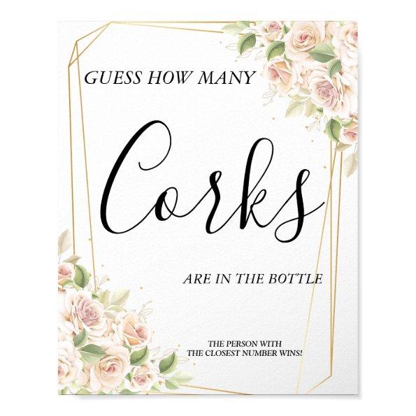Floral How many Corks  game sign