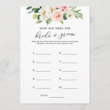 Floral How Old Were The Bride and Groom Game Invitations