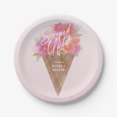 Floral Ice Cream Cone Bridal Shower Scooped Up Paper Plates