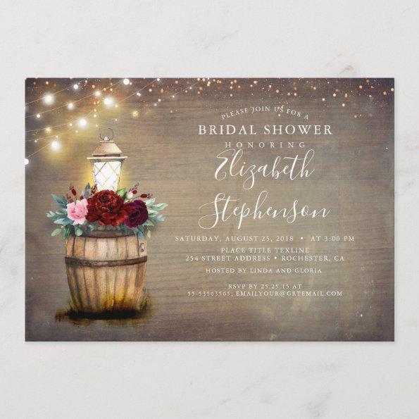 Floral Lantern Rustic Country Fall Bridal Shower Invitations