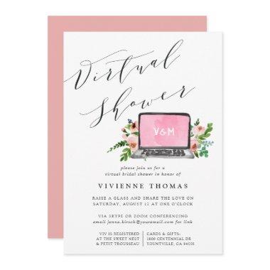 Floral Laptop Virtual Bridal Shower Invitations