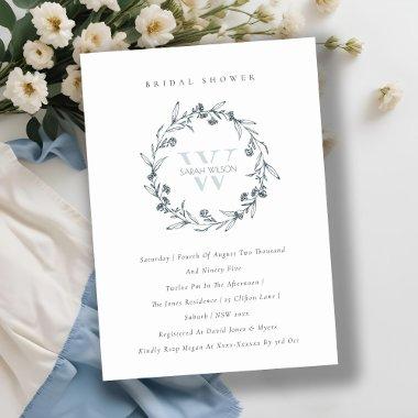 Floral Laurel Wreath Monogram  Invite