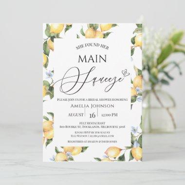 Floral lemon frame main squeeze bridal shower Invitations