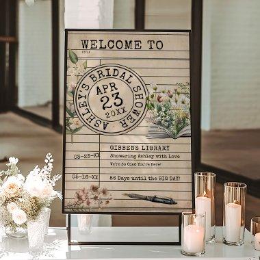 Floral Library Book Lg  Welcome Sign