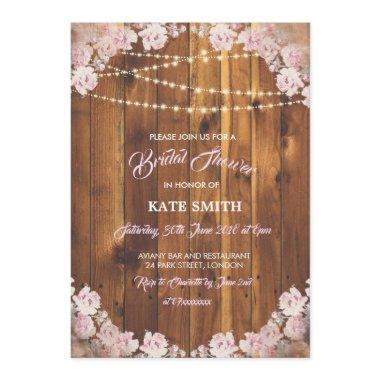 Floral Light Strings Wood  Invite