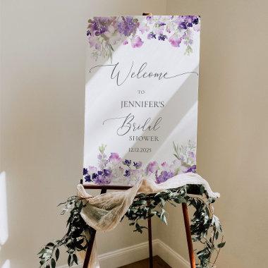 Floral lilac bridal shower welcome foam board