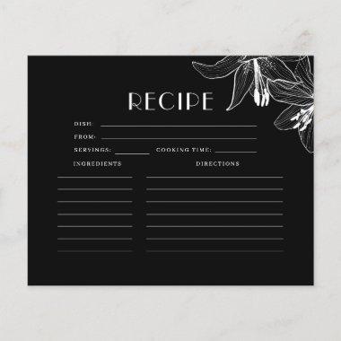 Floral Lilies Bridal Shower Recipe Invitations
