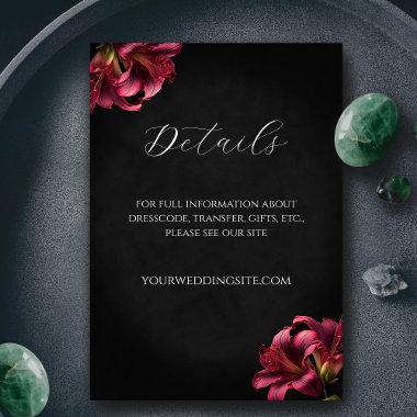 Floral Lily Dark Gothic Wedding Enclosure Invitations