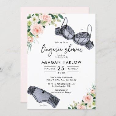 Floral Lingerie Party Underwear Bridal Shower Invitations