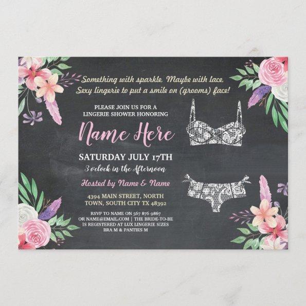 Floral Lingerie Shower Invite Bachelorette Pink