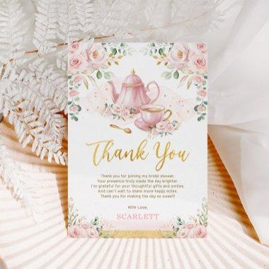 Floral Love is Brewing Bridal Shower Tea Party Thank You Invitations