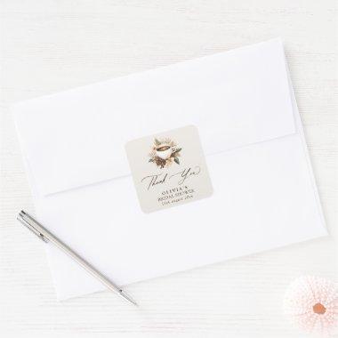 Floral Love is Brewing  Thank You Square Sticker