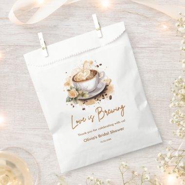 Floral Love is Brewing Brown Coffee  Favor Bag