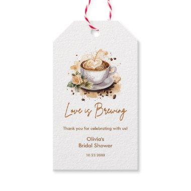Floral Love is Brewing Brown Coffee  Gift Tags