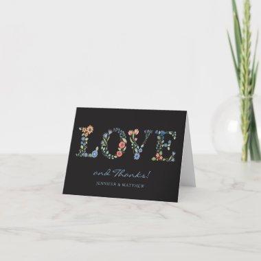Floral LOVE Thank You Note Black