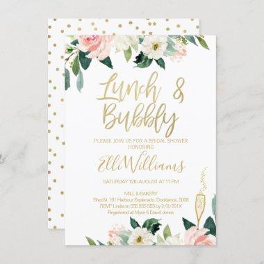 Floral Lunch & Bubbly Bridal Shower Invitations