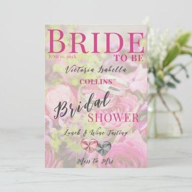 Floral Magazine Cover Bridal Shower Invitations