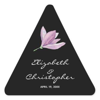 Floral Magnolia on Black Triangle Sticker
