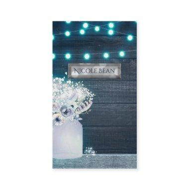 Floral Mason Jar & Blue Lights Rustic Wedding Business