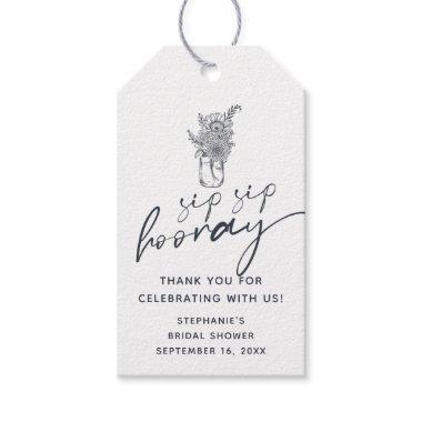 Floral Mason Jar Sip Sip Hooray  Gift Tags