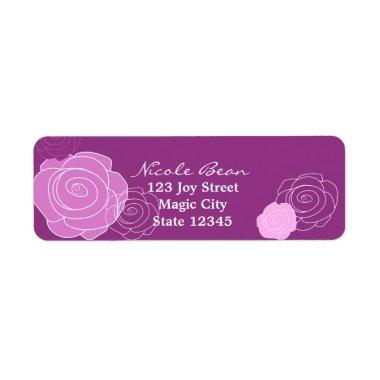 Floral Mauve Purple Bridal Shower Address Labels