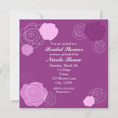 Floral Mauve Purple Bridal Shower Invitations