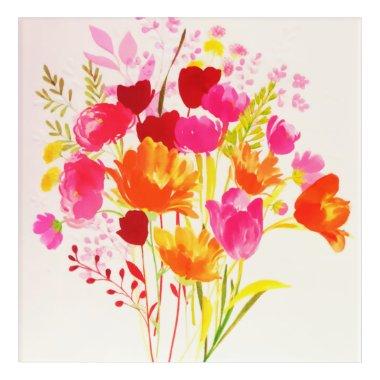 Floral Meadow Peach Pink Watercolor Acrylic Print