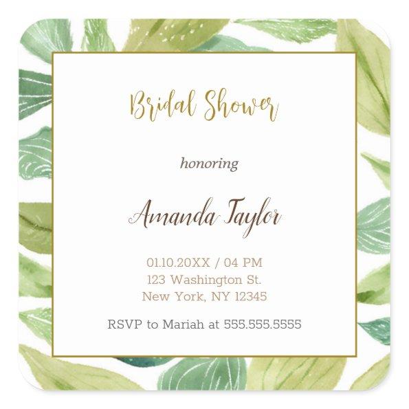 Floral Minimalist Calligraphy  Square Sticker