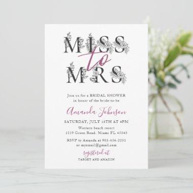 Floral Miss to Mrs Bridal Shower Invitations