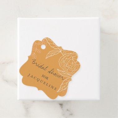 Floral Modern Peony Blossom Gold Bridal Shower Favor Tags