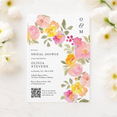 Floral monogram chic Qr code photo