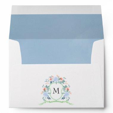 Floral Monogram Crest Bridal Shower Envelope