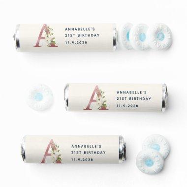 Floral Monogram Initial Name 21st Birthday Breath Savers® Mints