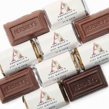 Floral Monogram Initial Name 21st Birthday Hershey's Miniatures