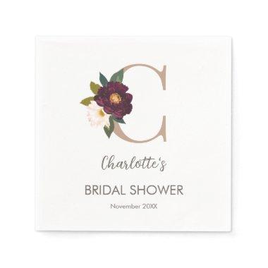 Floral Monogram Letter C   Napkins