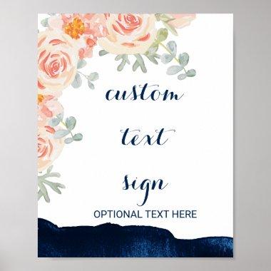 Floral & Navy Watercolor Invitations & Gifts Custom Sign