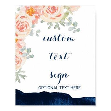 Floral & Navy Watercolor Invitations & Gifts Custom Sign