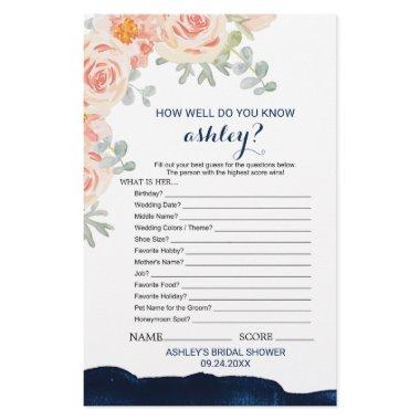 Floral & Navy Watercolor What's In Your Purse Game