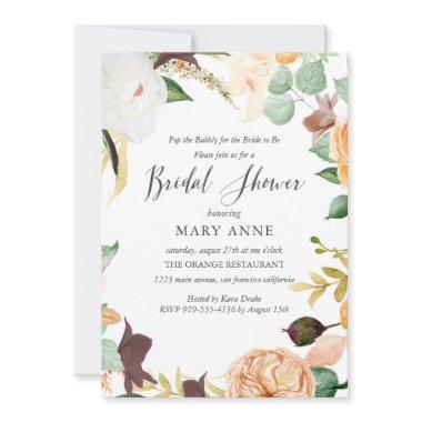 Floral Orange Late Summer Wedding Bridal Shower I Invitations