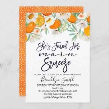 Floral orange main squeeze bridal shower invite